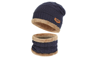 2-Pieces Winter Beanie Hat Scarf Set Warm Knit 
